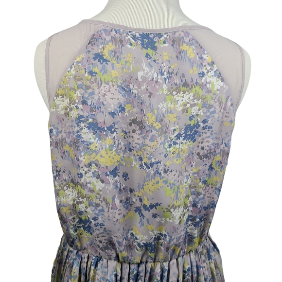 LC Lauren Conrad pleated floral tank dress women's 12 lavender lined pull-on - Picture 4 of 16